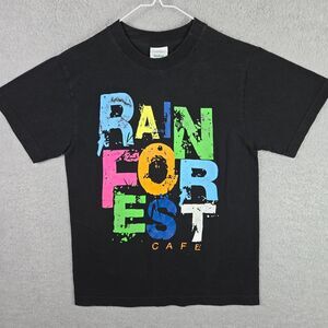 Rainforest Cafe T Shirt Adult Small Black Spellout Graphic Souvenir Tee